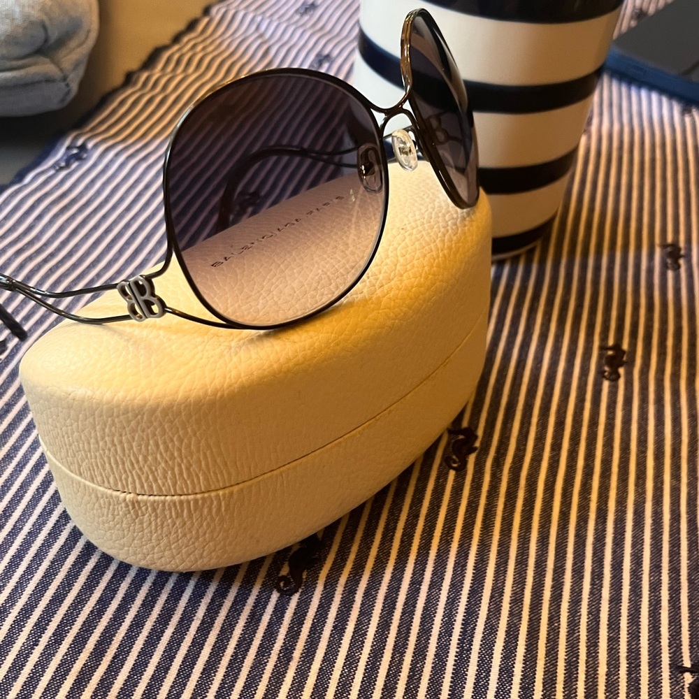 Balenciaga Black Sunglasses with White Case